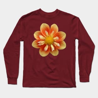 Orange Dahlia Flower Long Sleeve T-Shirt